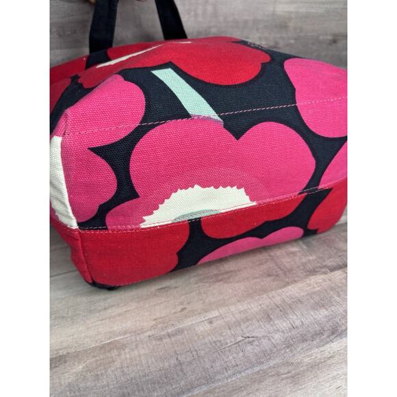 Marimekko red pink poppy floral canvas bag Breast Cancer Awareness Tote - Picture 8 of 12